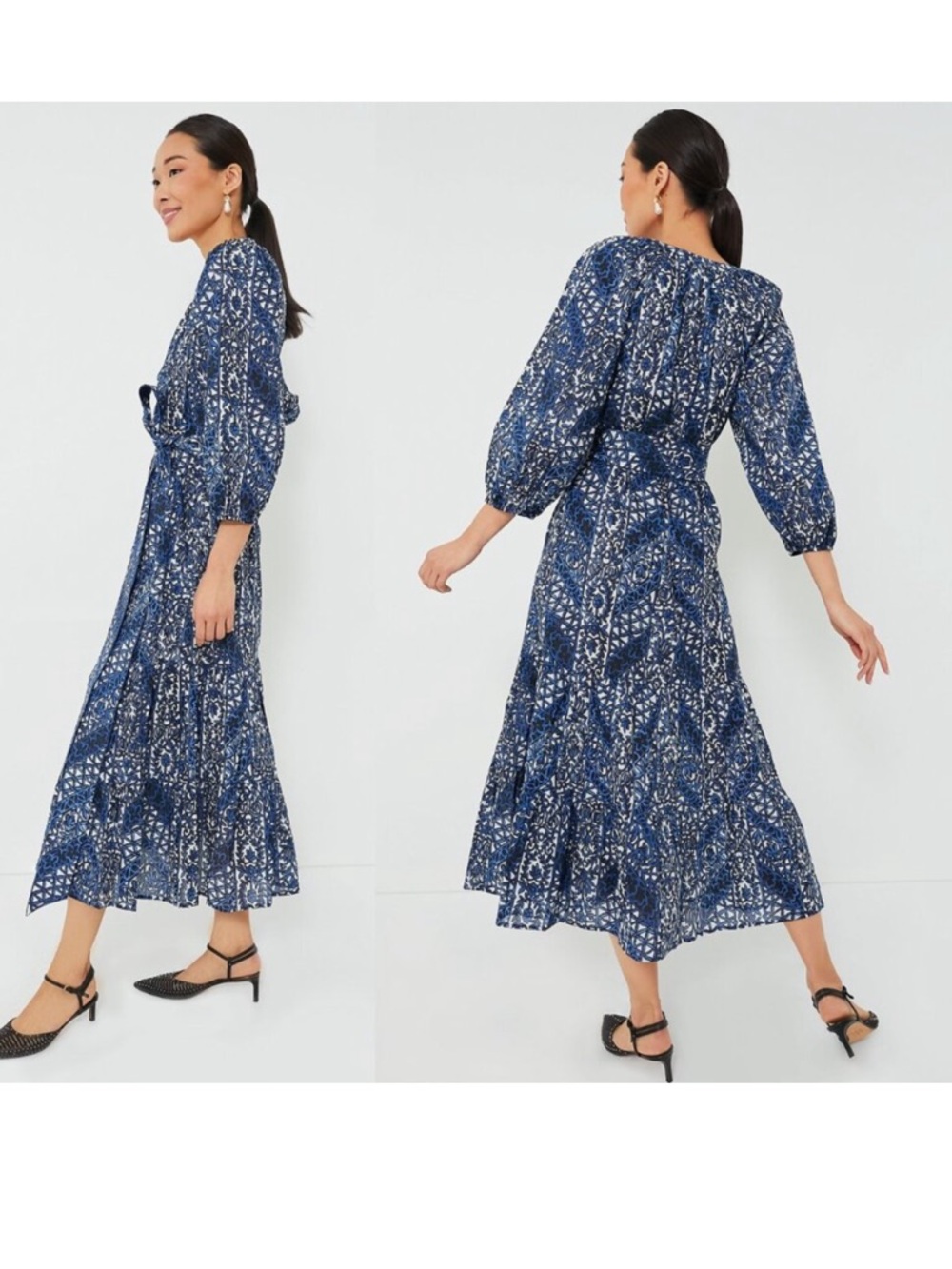 NWT Tuckernuck Montecitos Lyles Midnight Blue Floral Maxi Dress size XL - Picture 3 of 5